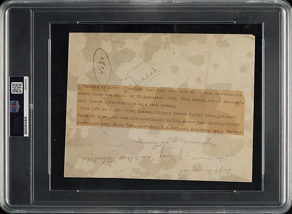 Circa 1910s Cleveland Spiders in 1891 with Cy Young Vintage Photograph PSA/DNA Type IV