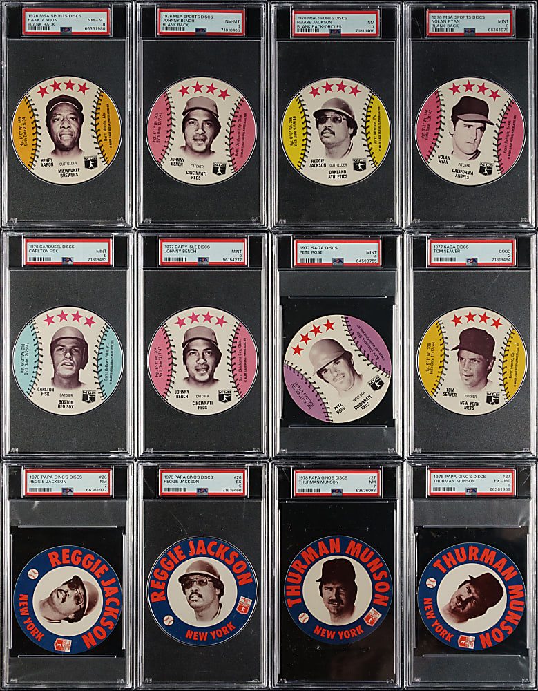 1976 to 1978 Carousel, Saga, and Dairy Isle Discs Hall of Fame and Star PSA-Graded Collection (16)