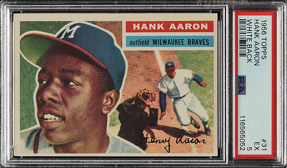 1956 Topps #31 Hank Aaron White Back PSA EX 5