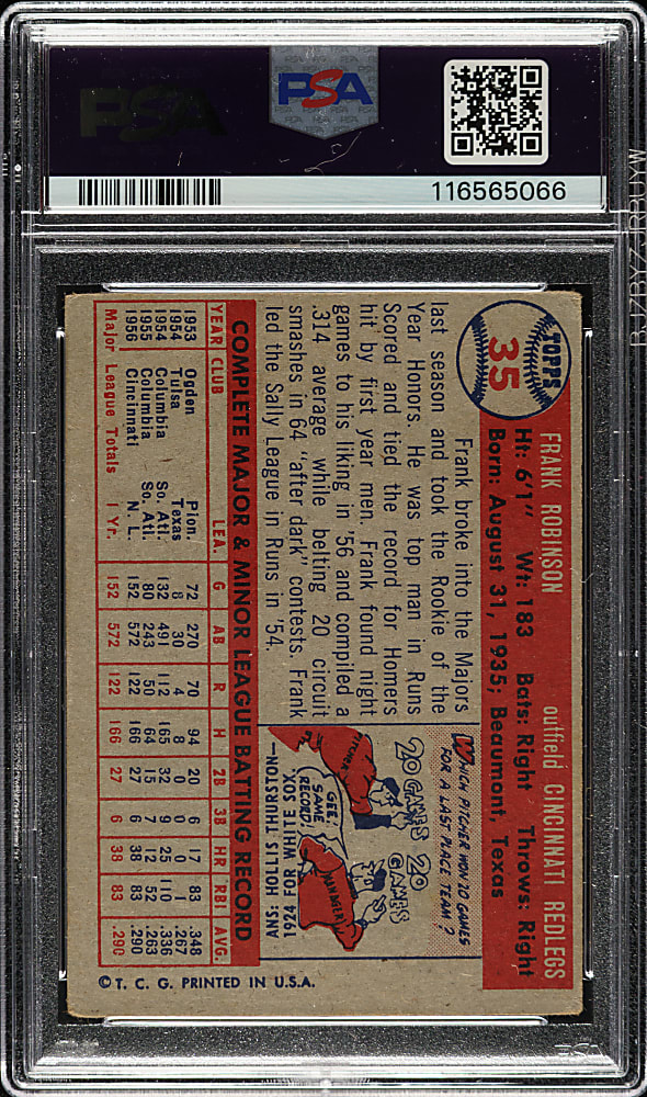1957 Topps #35 Frank Robinson Rookie PSA FAIR 1.5