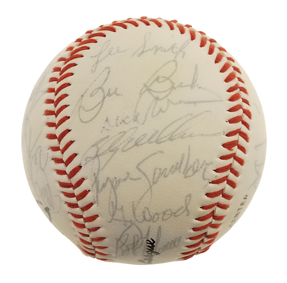 1982 Chicago Cubs Team-Signed Baseball - Ryan Sandberg Rookie Year