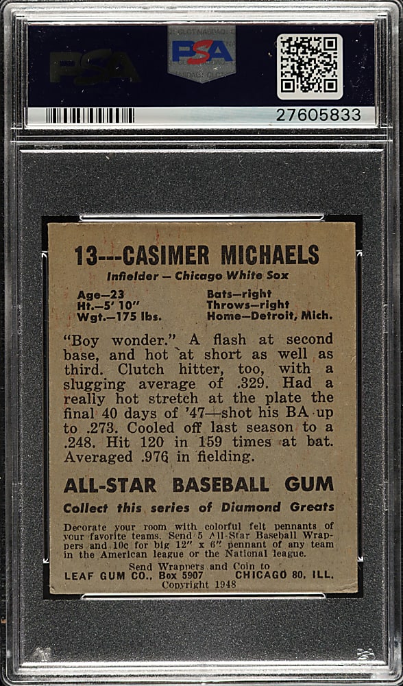 1948-1949 Leaf #13 Cassimer Michaels Short Print PSA GOOD 2