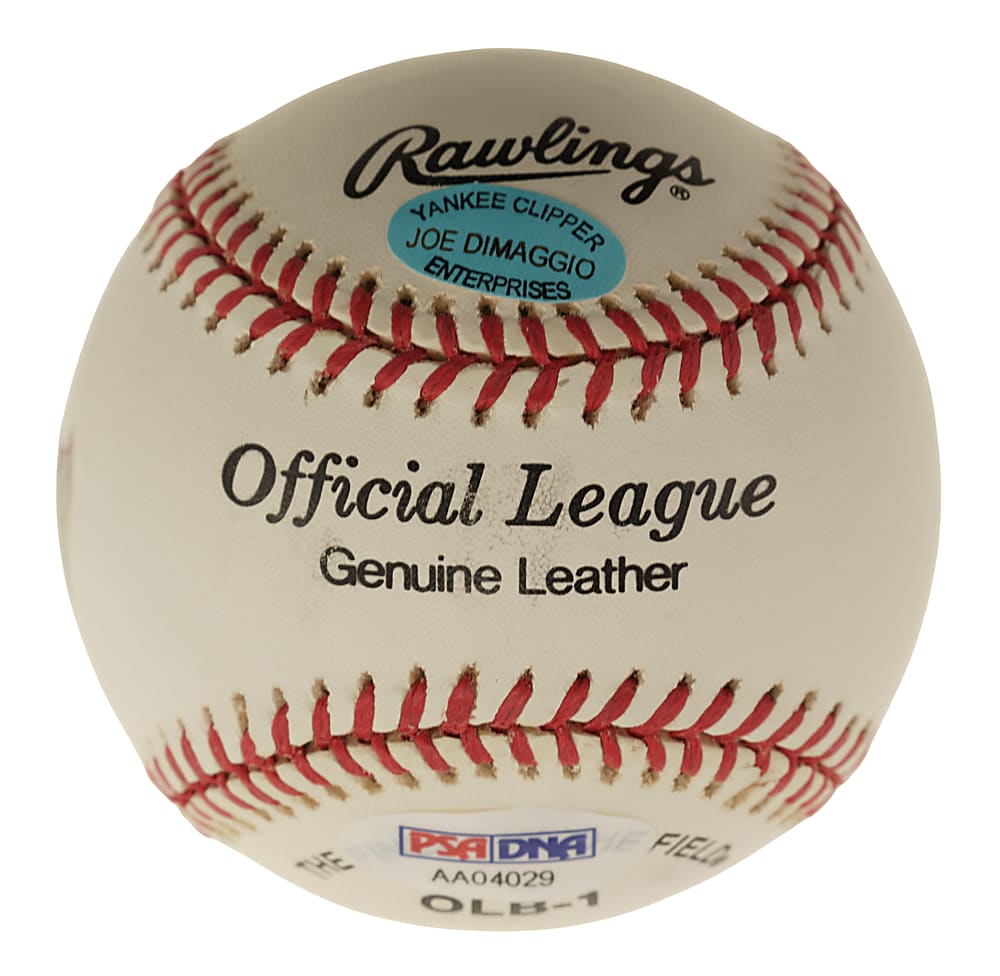 Joe DiMaggio Single-Signed Portrait Baseball with "Yankee Clipper" Inscription PSA/DNA MINT 9