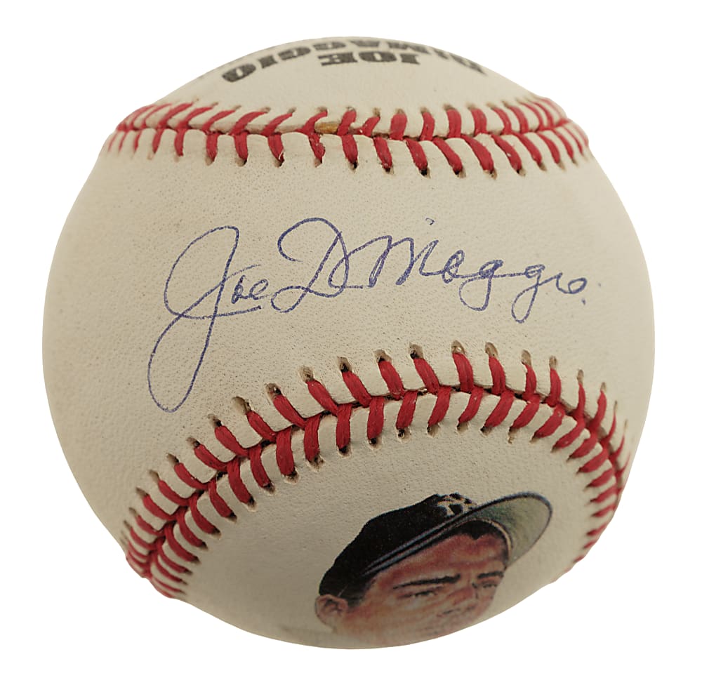 Joe DiMaggio Single-Signed Portrait Baseball PSA/DNA NM-MT 8