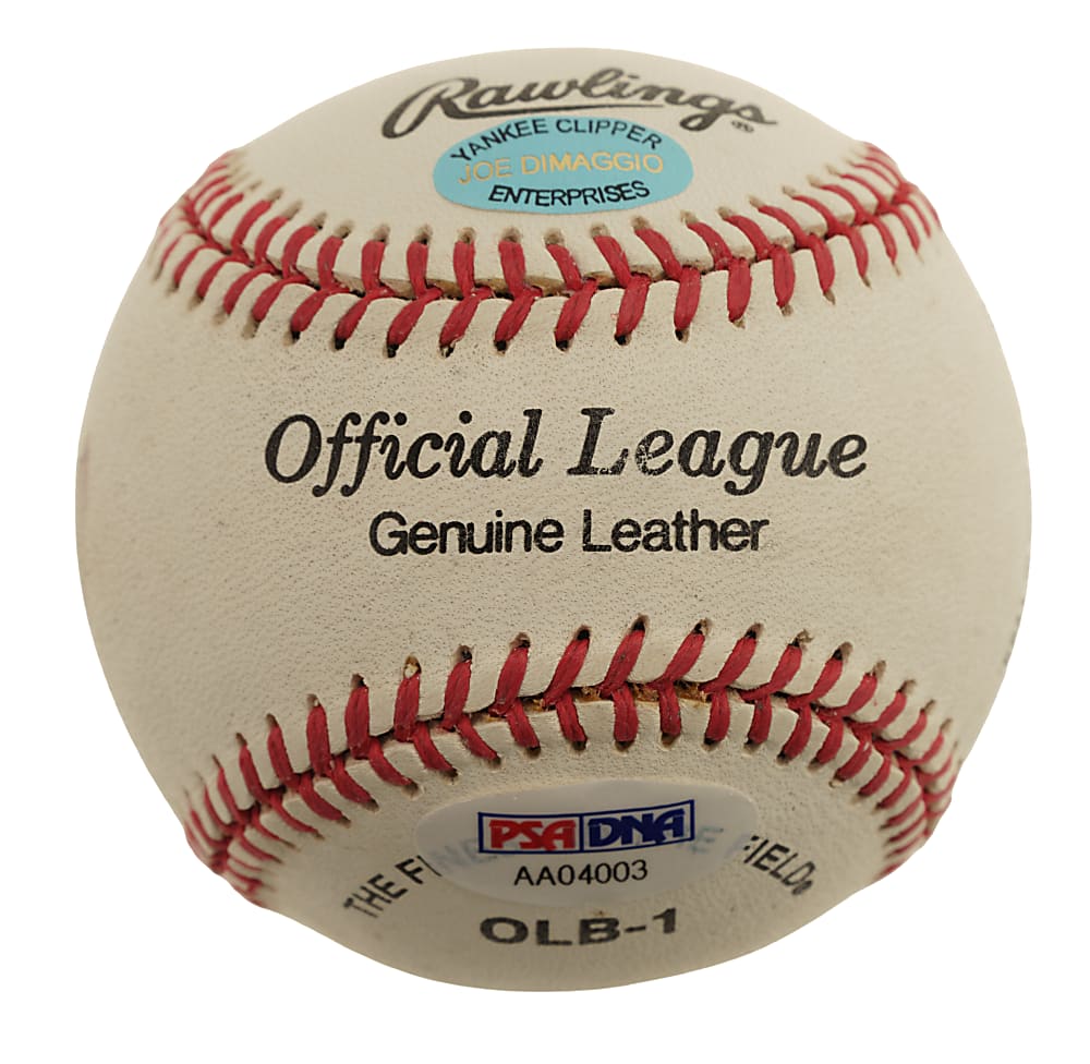 Joe DiMaggio Single-Signed Portrait Baseball PSA/DNA NM-MT 8