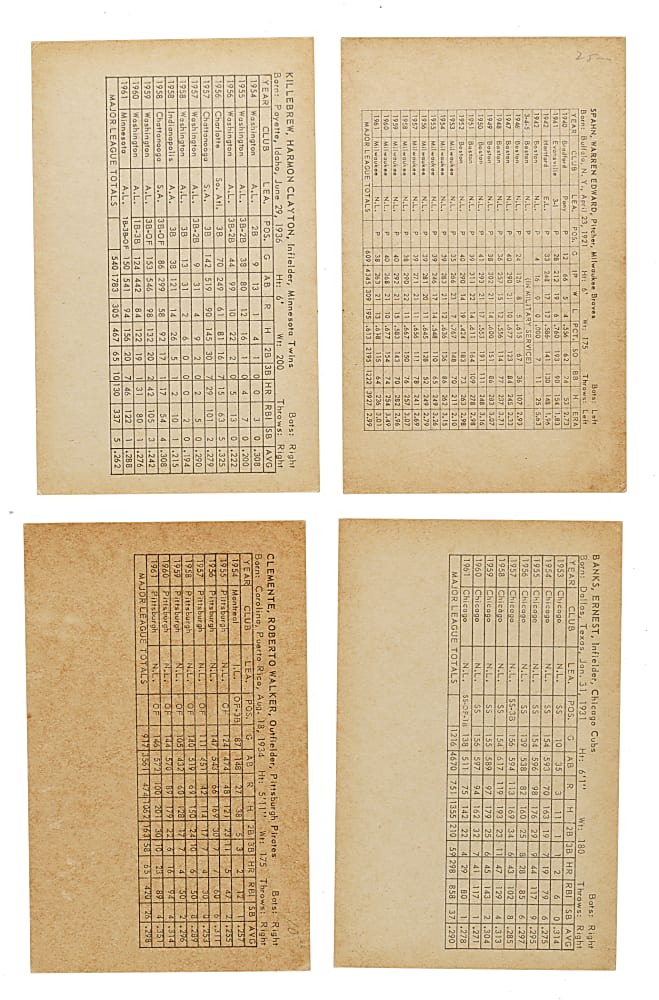 1962 Statistic Back Exhibits Collection (11) Including Seven Signed Cards