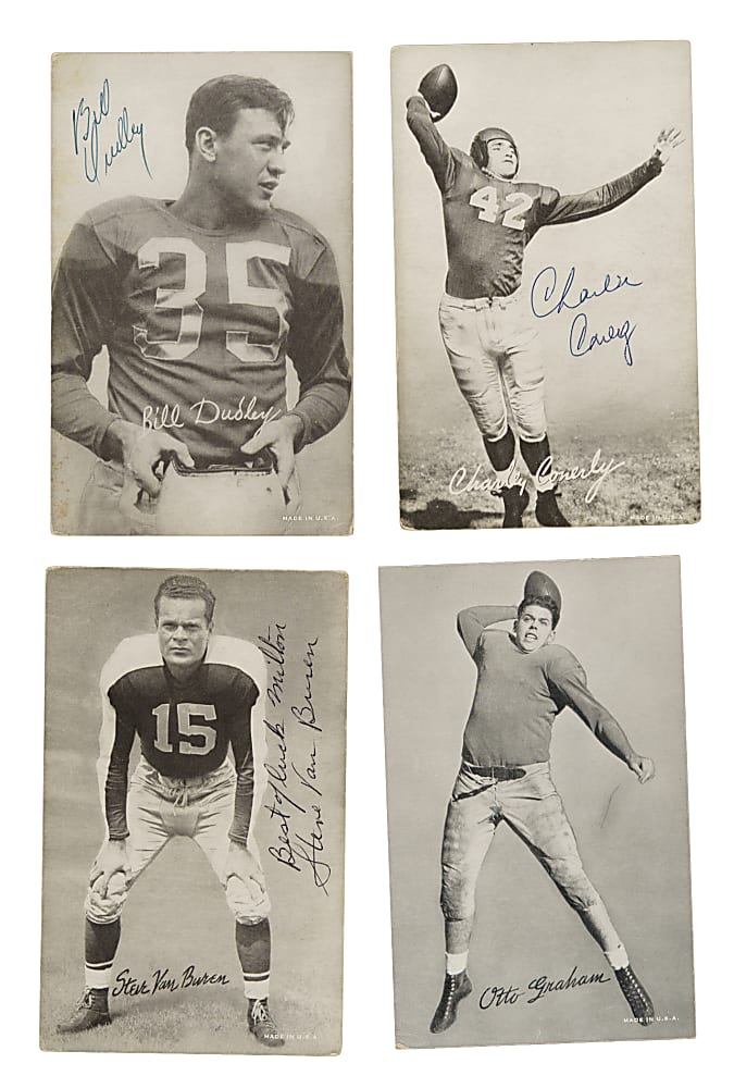 1948-1952 W468 Football Exhibits Collection (16) Including 4 Signed Cards