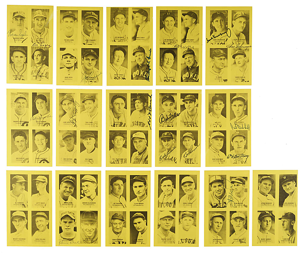 1977 Jim Rowe 4-On-1 Exhibit Near-Complete Set (15/16) Including 12 Signed Cards