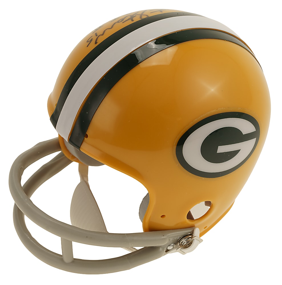 Bart Starr Signed Green Bay Packers Mini Helmet with "15" and "MVP SB I, II" inscriptions
