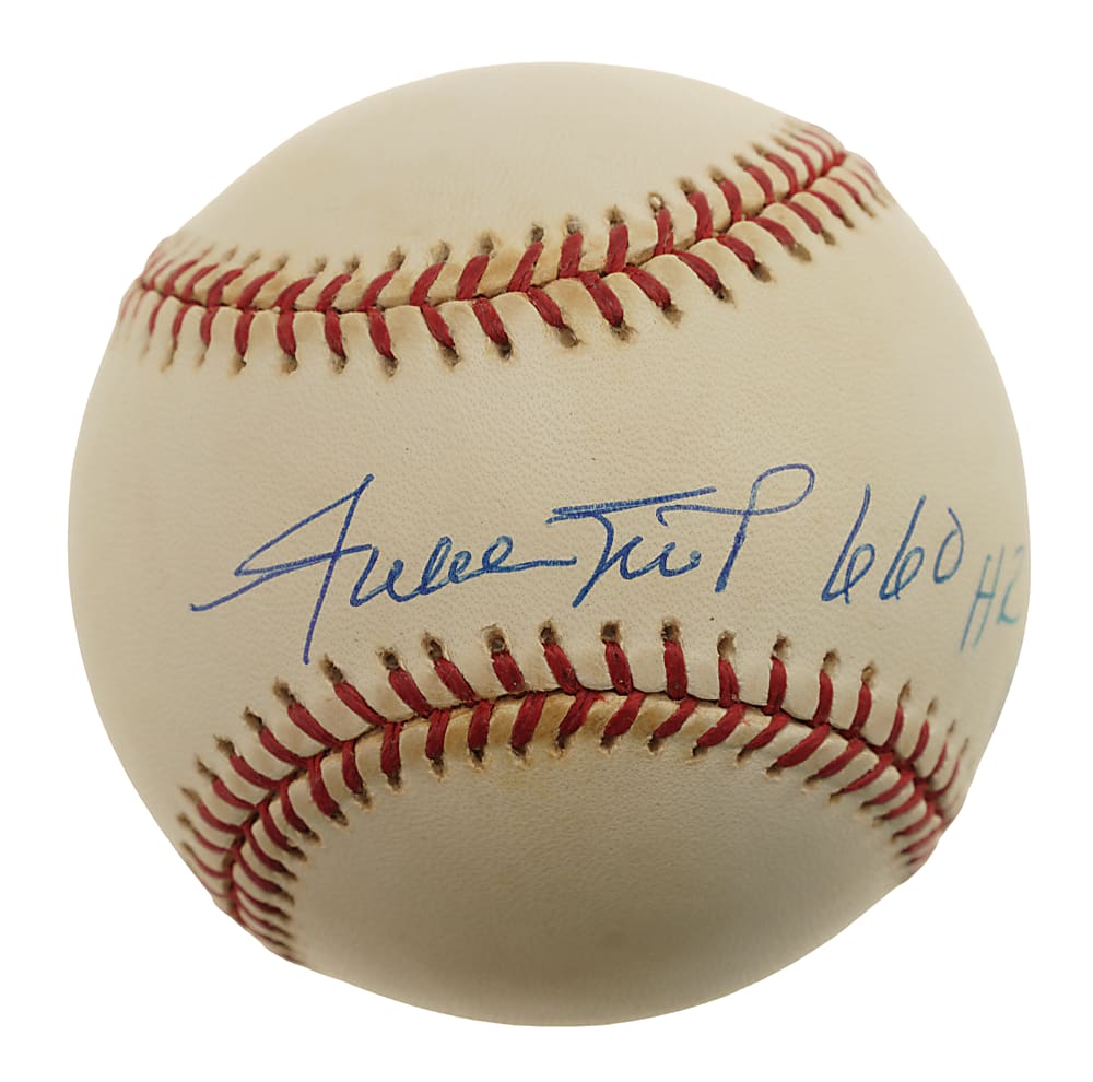 Willie Mays Single-Signed Baseball with "660 HR" and "3283 H" Inscriptions