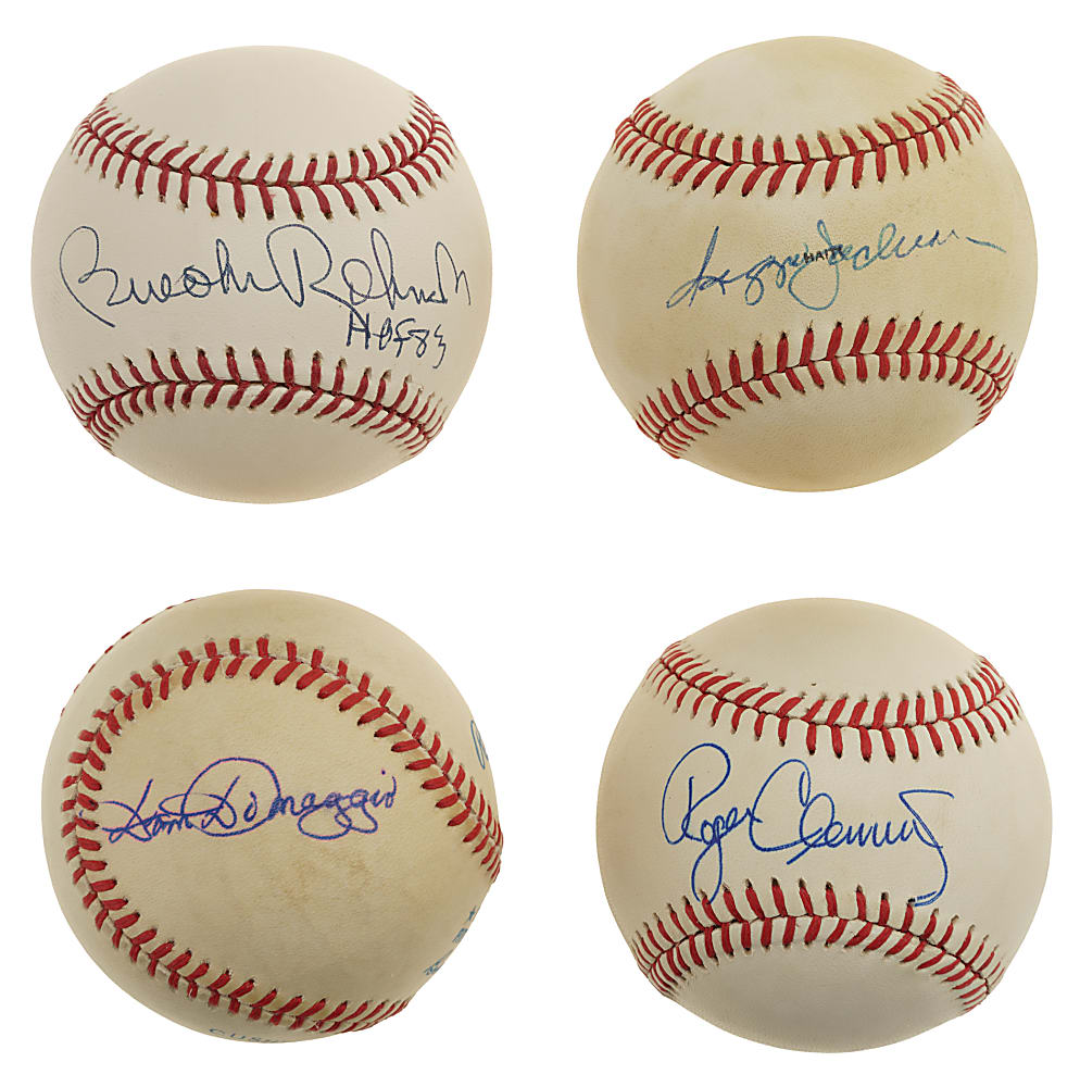 Hall of Fame and Star Single-Signed Baseball Collection (4): Reggie Jackson, Roger Clemens, Brooks Robinson and Dom DiMaggio