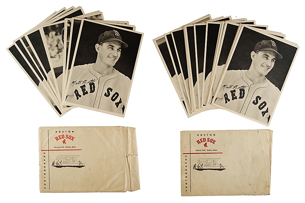 1950 Boston Red Sox Picture Pack Partial and Near-Complete Set Pair (2 sets, 47 pictures) Plus Original Envelopes