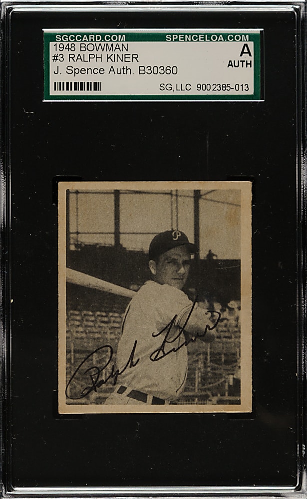Signed 1948 Bowman #3 Ralph Kiner Rookie - SGC/JSA