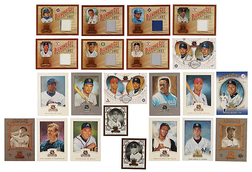 2002 Donruss Diamond Kings Complete Set Pair (2 Sets, 300 Cards) Plus 11 Relic Cards Including Ted Williams, George Brett, and Pedro Martinez