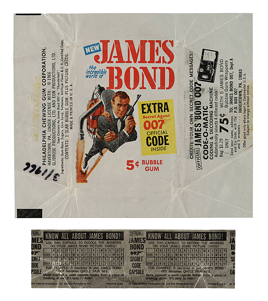 1966 Philadelphia "James Bond Thunderball" Complete Set (66) Plus Wrapper