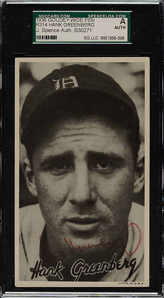 Signed 1936 R314 Goudey "Wide Pen" Premium Hank Greenberg - SGC/JSA