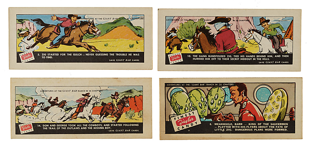 1951 R792-2 and R792-3 Ziegler Candy Adventures at the Giant Bar Ranch Space and Western Complete and Partial Set Pair (2 Sets, 39 Cards)