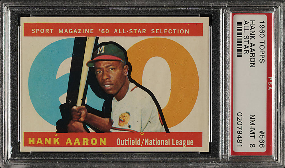 1960 Topps #566 Hank Aaron All-Star PSA NM-MT 8