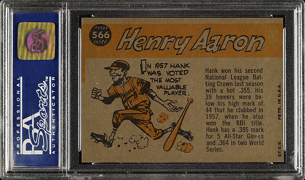 1960 Topps #566 Hank Aaron All-Star PSA NM-MT 8