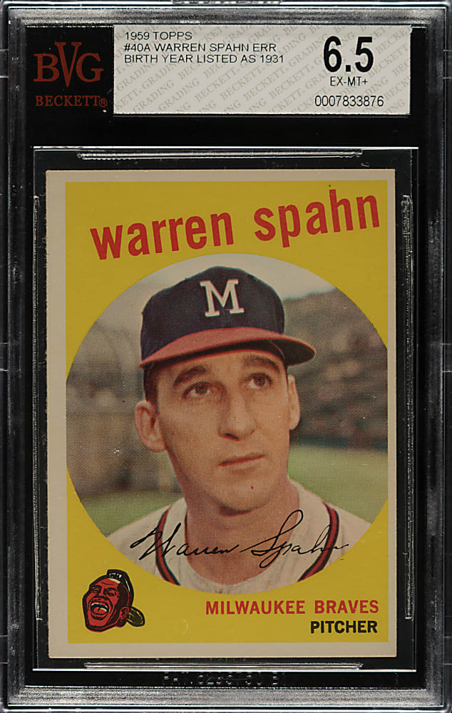 1959 Topps #40 Warren Spahn BVG EX-MT+ 6.5