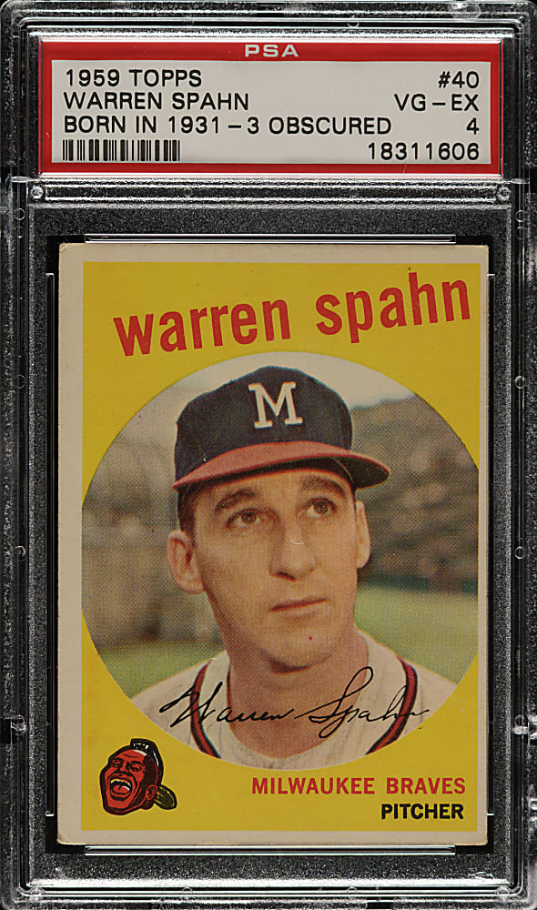 1959 Topps #40 Warren Spahn PSA VG-EX 4