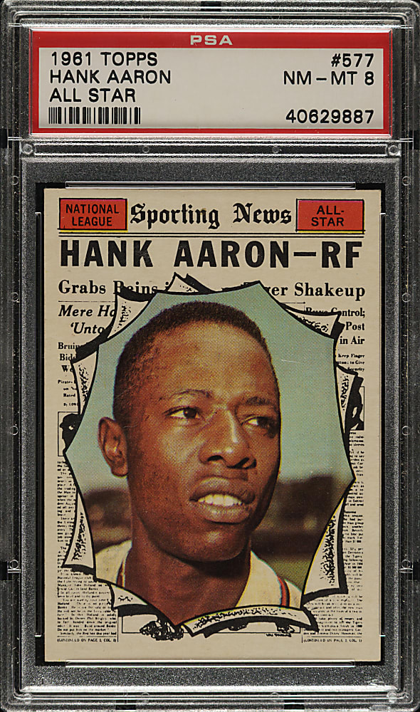 1961 Topps #577 Hank Aaron All-Star PSA NM-MT 8