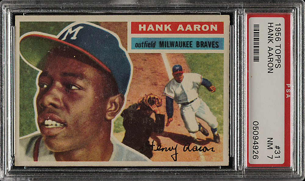 1956 Topps #31 Hank Aaron White Back PSA NM 7