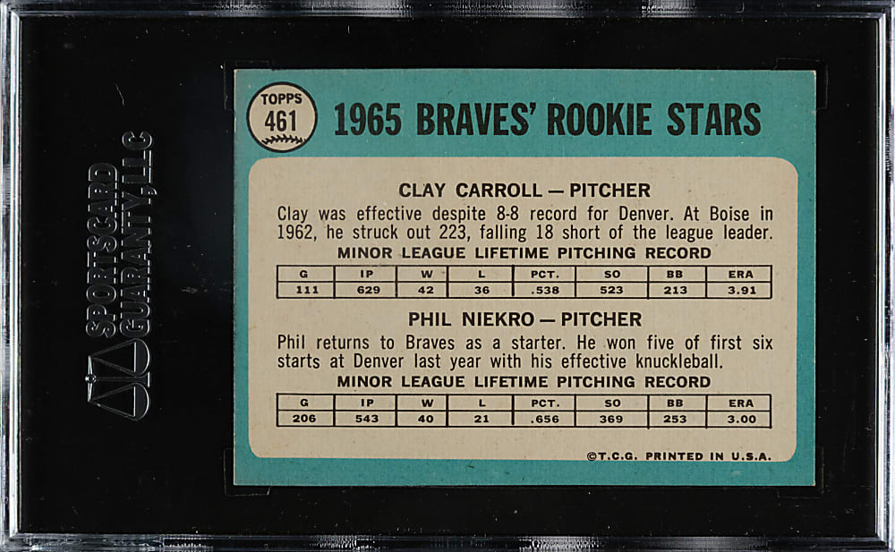 1965 Topps #461 Phil Niekro SGC NM/MT 88