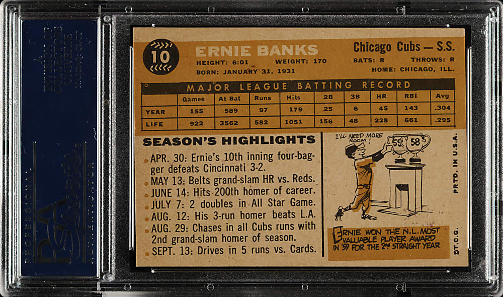 1960 Topps #10 Ernie Banks PSA NM 7