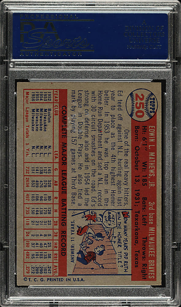 1957 Topps #250 Ed Mathews PSA NM-MT 8