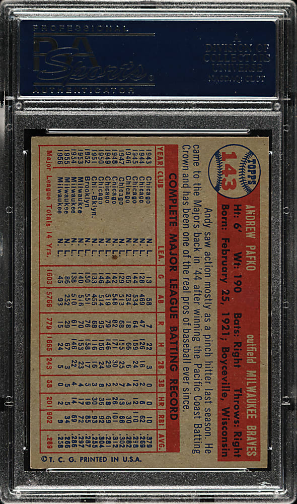 1957 Topps #143 Andy Pafko PSA NM-MT 8