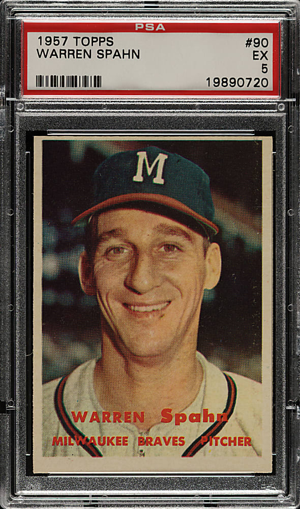 1957 Topps #90 Warren Spahn PSA EX 5