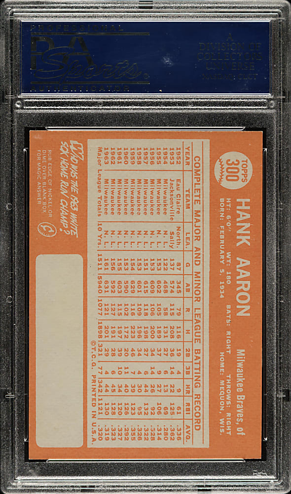 1964 Topps #300 Hank Aaron PSA NM-MT 8