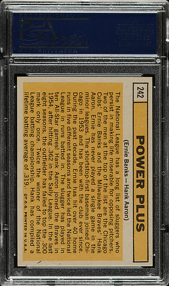1963 Topps #242 Power Plus with Hank Aaron and Ernie Banks PSA NM-MT 8