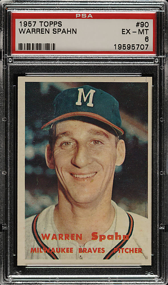 1957 Topps #90 Warren Spahn PSA EX-MT 6