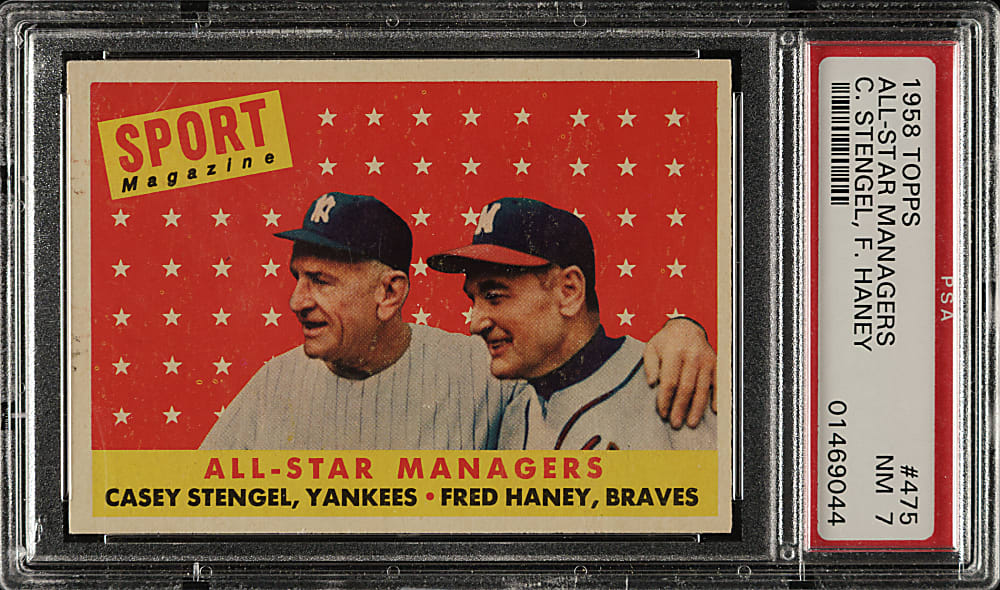 1958 Topps #475 Casey Stengel and Fred Haney All-Star PSA NM 7