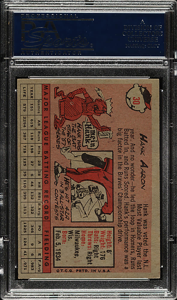 1958 Topps #30 Hank Aaron Yellow Letters PSA EX-MT 6