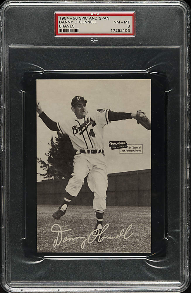 1954-1956 Spic and Span Braves Danny O'Connell PSA NM-MT 8