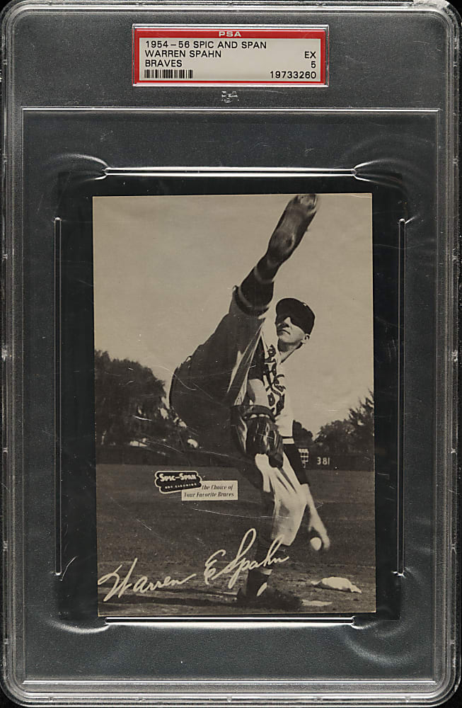 1954-1956 Spic and Span Braves Warren Spahn PSA EX 5