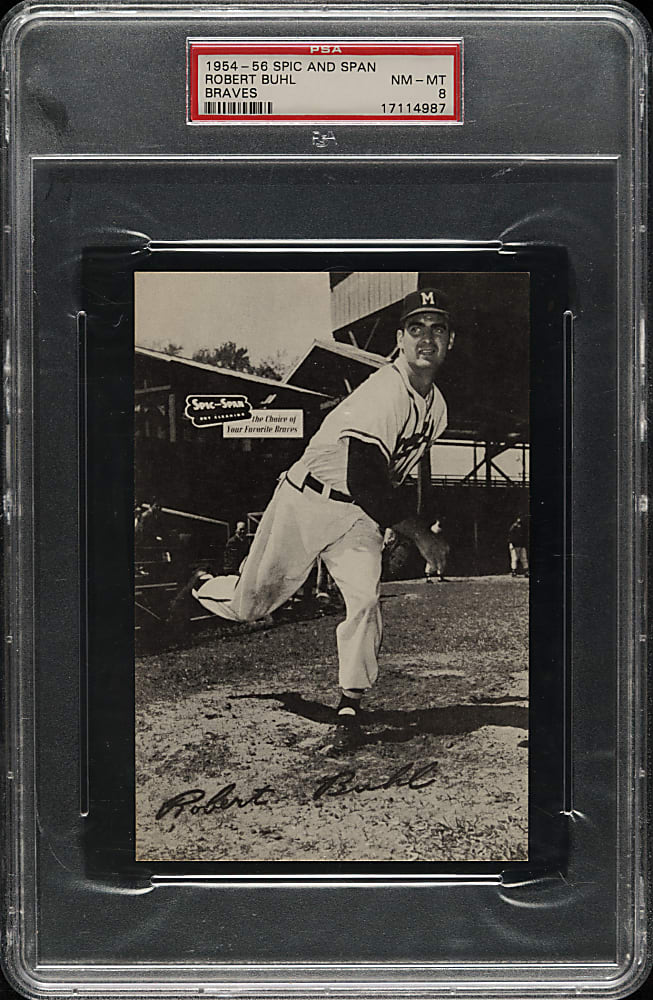 1954-1956 Spic and Span Braves Robert Buhl PSA NM-MT 8