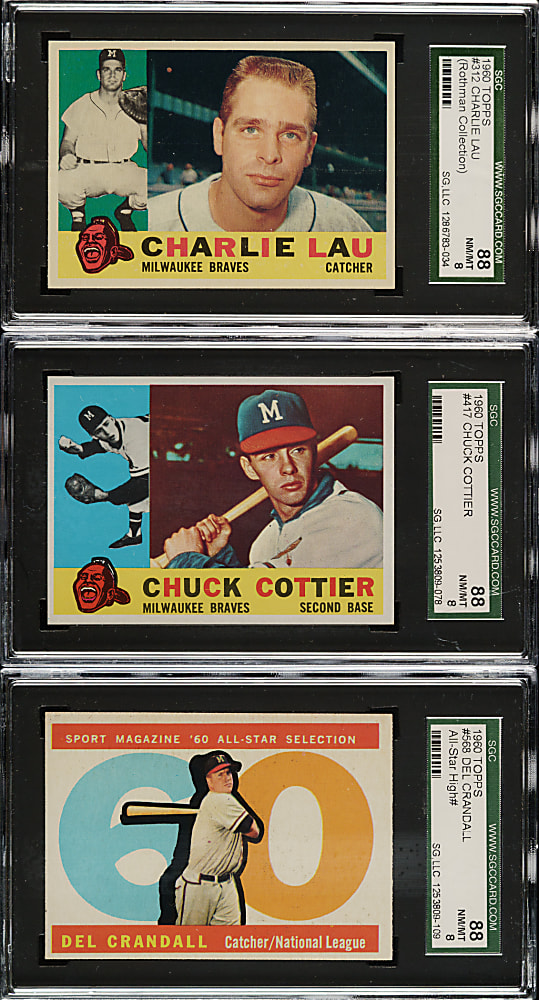 1960 Topps SGC NM/MT 88 Trio: Charlie Lau, Chuck Cottier and Del Crandall