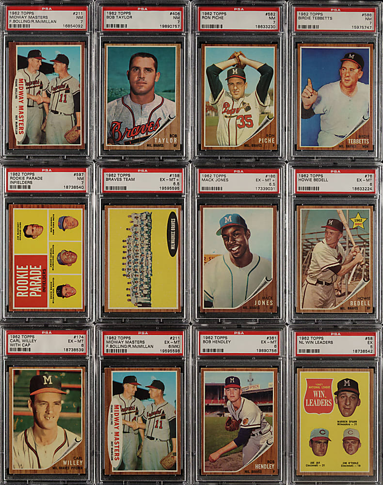 1962 Topps PSA and BVG-Graded Collection (16) Including Warren Spahn