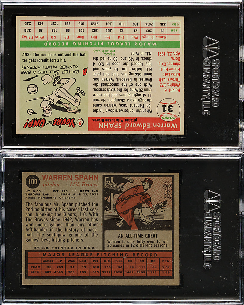 1955 and 1962 Topps SGC Authentic Pair