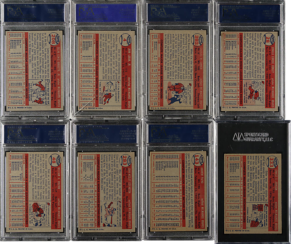 1957 Topps PSA- and SGC-Graded Collection (8)