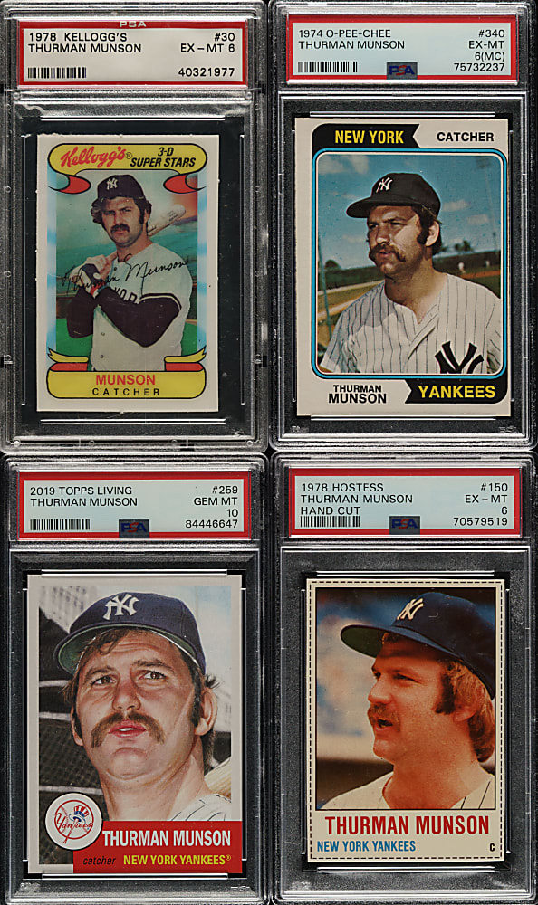 1971 to 2019 Topps Coins, Hostess and Kellogg's Thurman Munson PSA-Graded Collection (12)