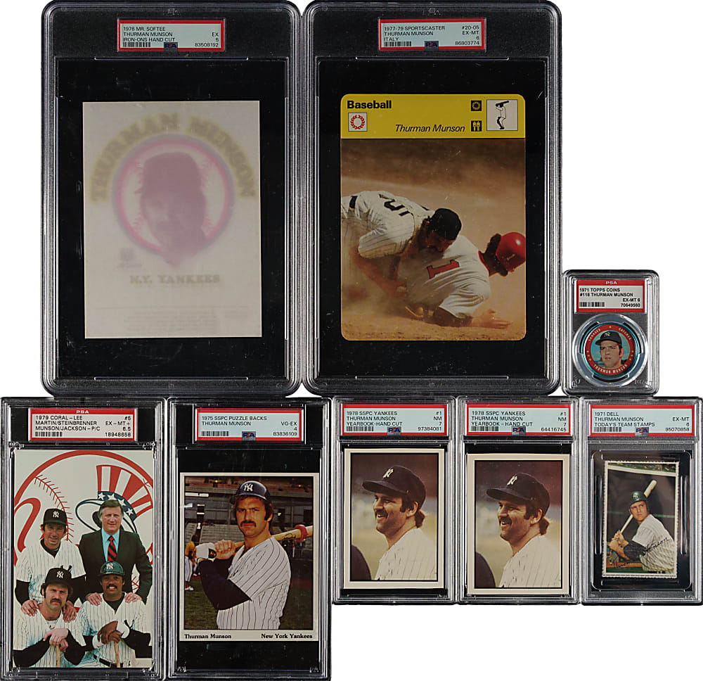 1971 to 2019 Topps Coins, Hostess and Kellogg's Thurman Munson PSA-Graded Collection (12)