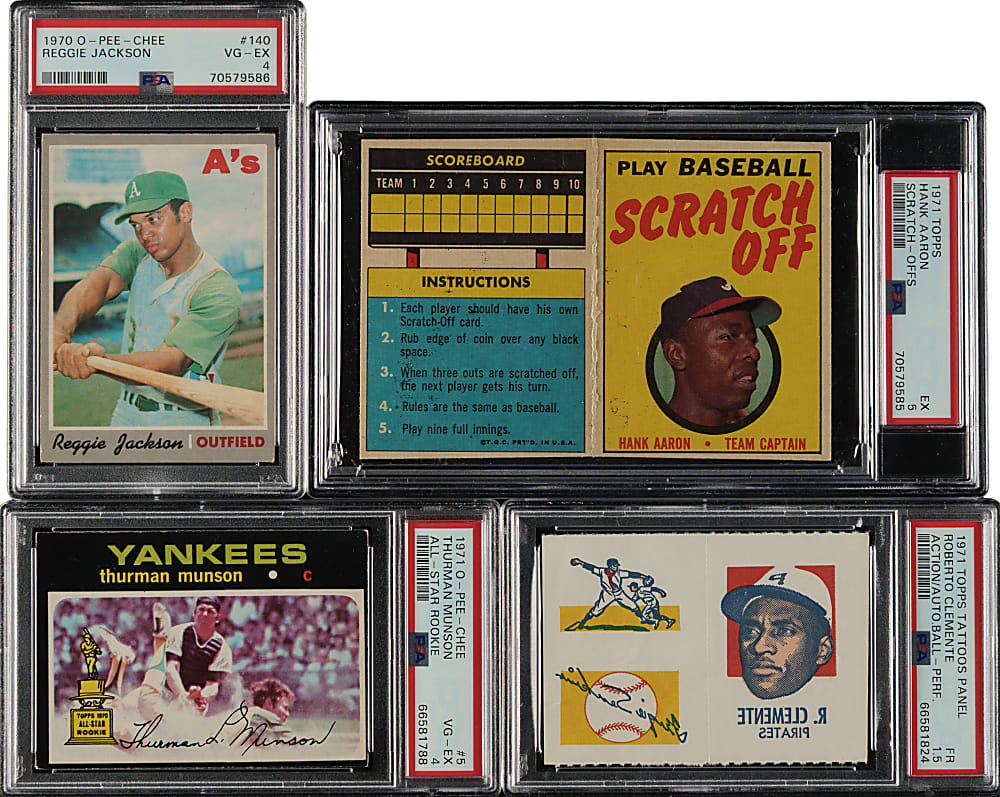 1970 to 1972 Topps and O-Pee-Chee PSA- and SGC-Graded Collection (11) Including Hank Aaron, Roberto Clemente and Reggie Jackson