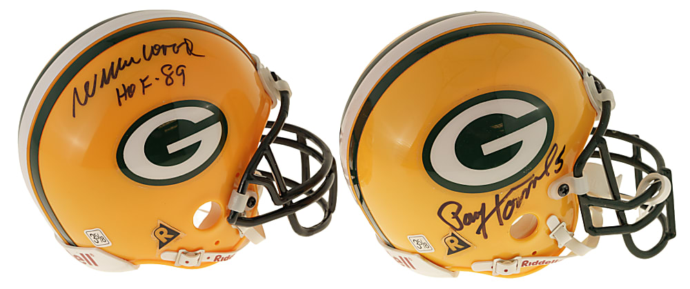 Green Bay Packers Hall of Fame Signed Mini Helmet Pair: Paul Hornung and Willie Wood