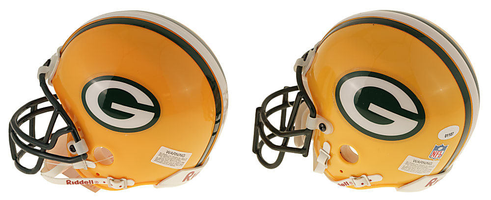 Green Bay Packers Hall of Fame Signed Mini Helmet Pair: Paul Hornung and Willie Wood