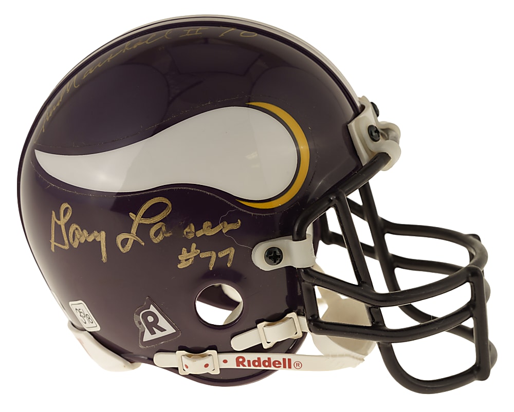 Minnesota Vikings "Purple People Eaters" Multi-Signed Mini Helmet: Page, Eller, Marshall, and Larsen